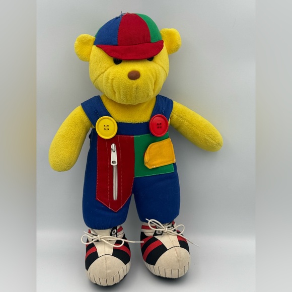 Baby Gund Other - Vintage GUND Teach Me Yellow Teddy Bear Plush Toy Tactile Learning Educational